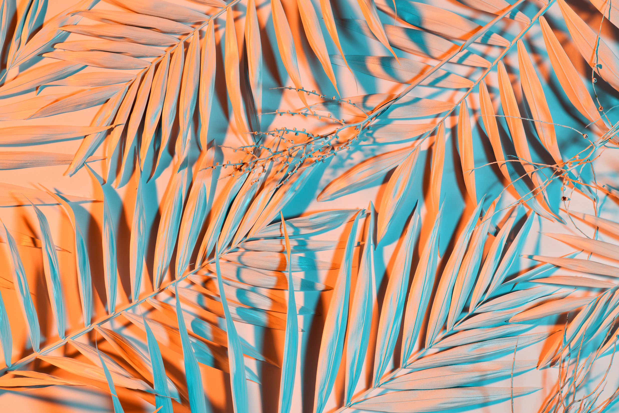 Pastel-Colored Palm Leaves
